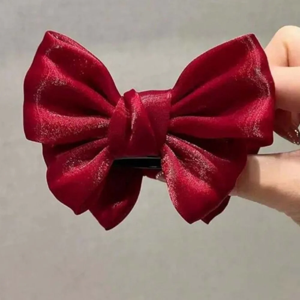 Elegant Red Hair Bow clamp 78
